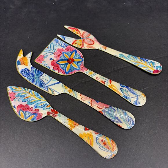 Artistic‎ Accents Handcrafted Appetizer Cheese Serving Set Floral Gold - Picture 1 of 11